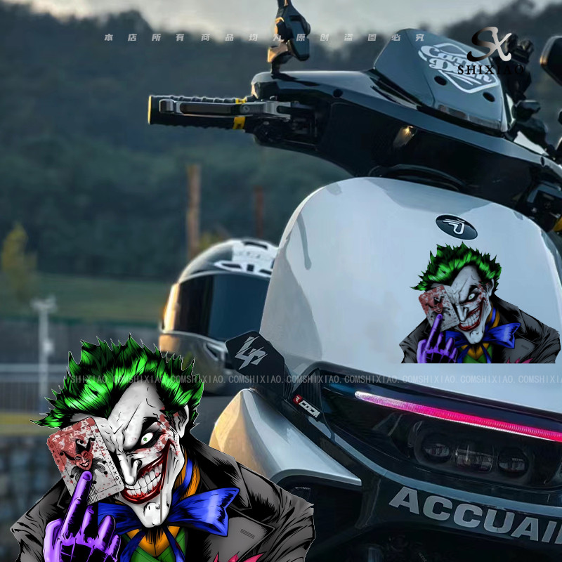 สติกเกอร์รถ Dark Knight j0ker Clown ตัวอักษรสะท้อนแสงบล็อก Scratch สติกเกอร์รถด้านหลังตกแต่งสติกเกอร