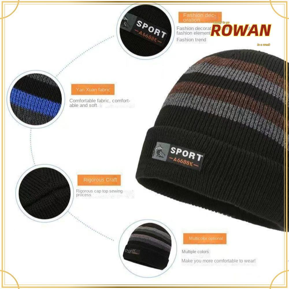 ROWANTH หมวกถัก, หมวกทําด้วยผ้าขนสัตว์ลายอบอุ่น, หมวกฤดูหนาวกันลมข้นสบายๆกลางแจ้ง
