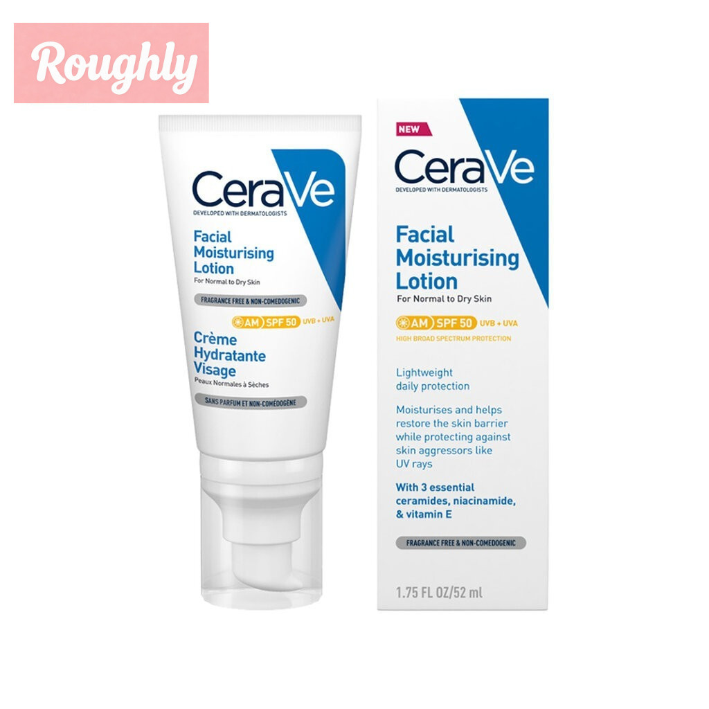 Cerave เซราวี เฟเชียล มอยซ์เจอไรซิ่ง โลชั่น SPF50 、52 มล、 ผิวธรรมดา-ผิวแห้ง
