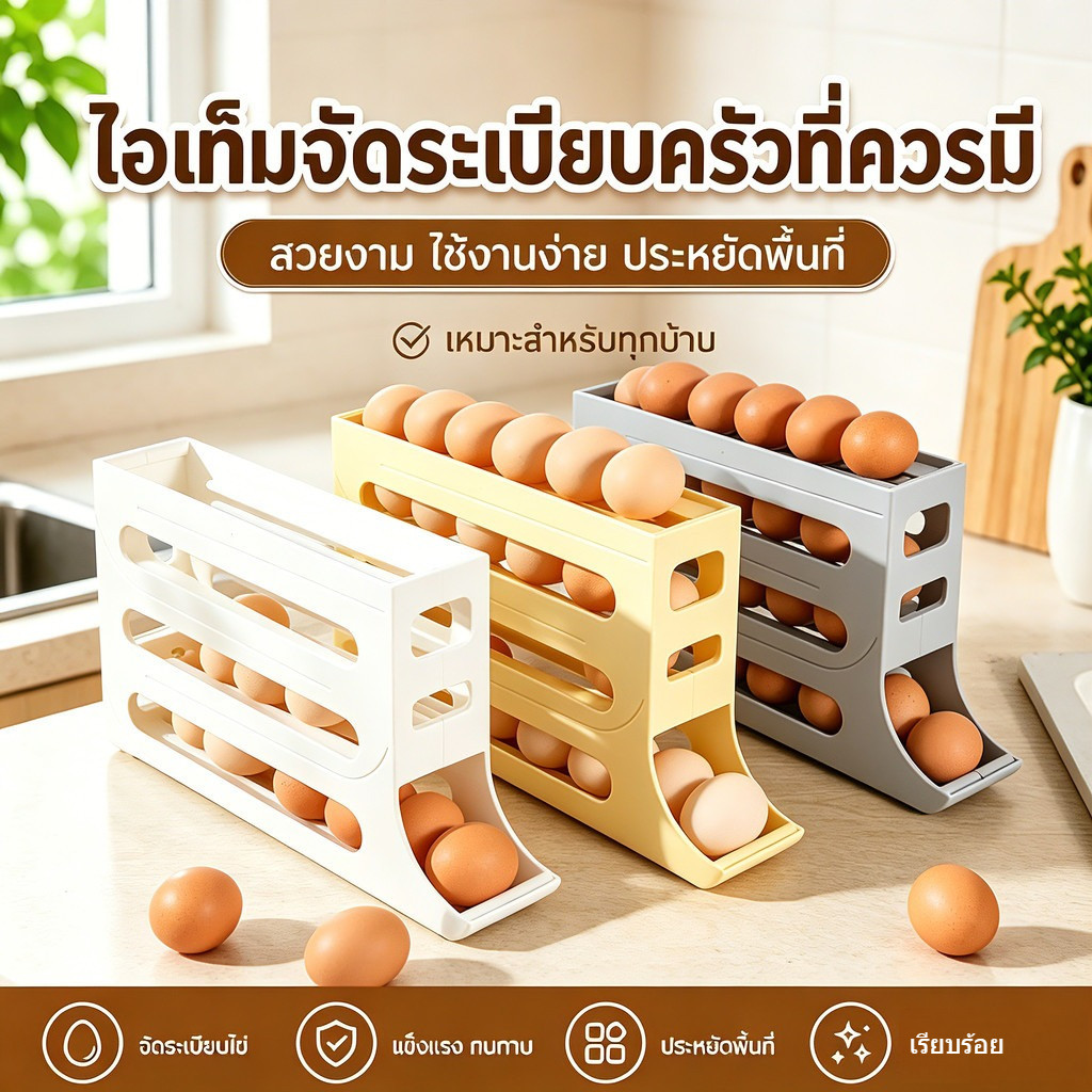 🌈🔥ชั้นเก็บไข่ 4 ชั้น ที่เก็บไข่ไก่🌈 เอนกประสงค์ แบบเลื่อน ไม่มีการกระแทก ทำจากพลาสติกอย่างดี เก็บได้ 30 ฟอง