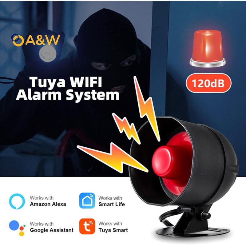 A&W WiFi Siren Alarm System ไร้สายเสียงดัง Alert Siren Kit Smart Life Sirenpatible สําหรับ Home Secu