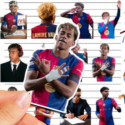 Lamine Yamal สติกเกอร์ HD กันน้ําฟุตบอล Lamal Yamal เด็กสติกเกอร์ตกแต่งภาพวาด 21.7g
