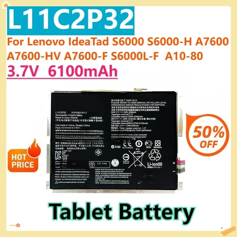 สําหรับ Lenovo IdeaTad S6000 S6000-H A7600 A7600-HV A7600-F S6000L-F A10-80 A10-80HC 3.7V 6100mAh L1