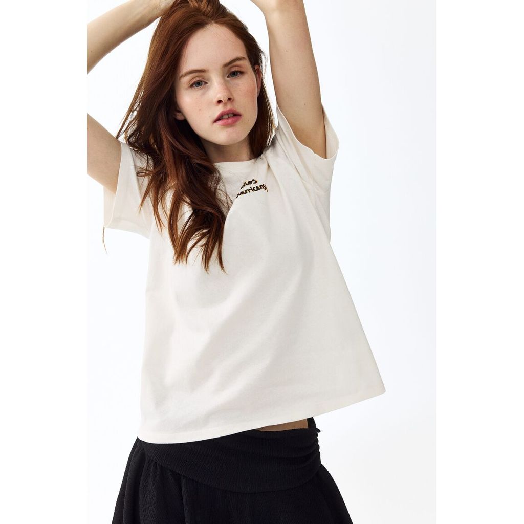 H&M(เอชแอนด์เอ็ม) เสื้อยืดตกแต่งแอปพลิเค้ ผู้หญิง 1329550_4