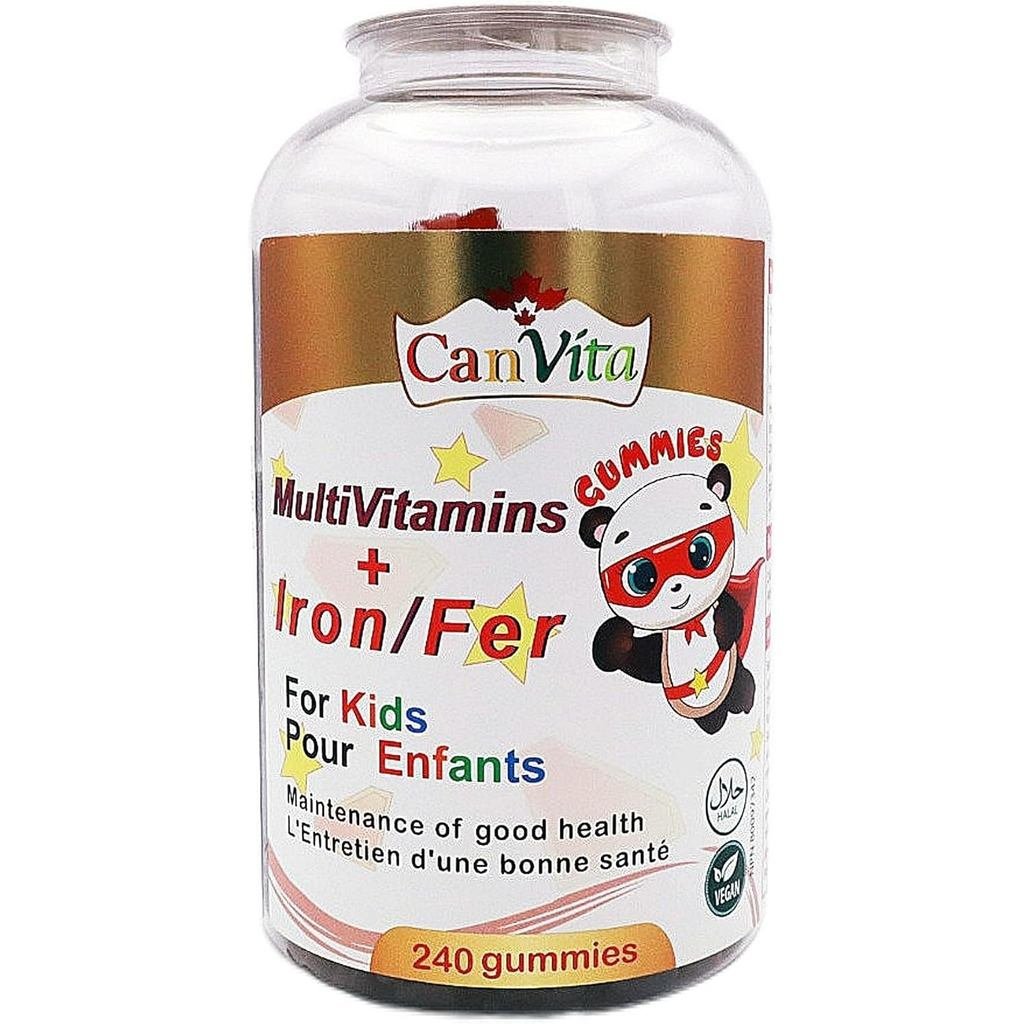 Kids Multivitamin Gummies with Iron 240 Count, Hal & Vegan Vitamins for Kids, Made in Canada, Vitami