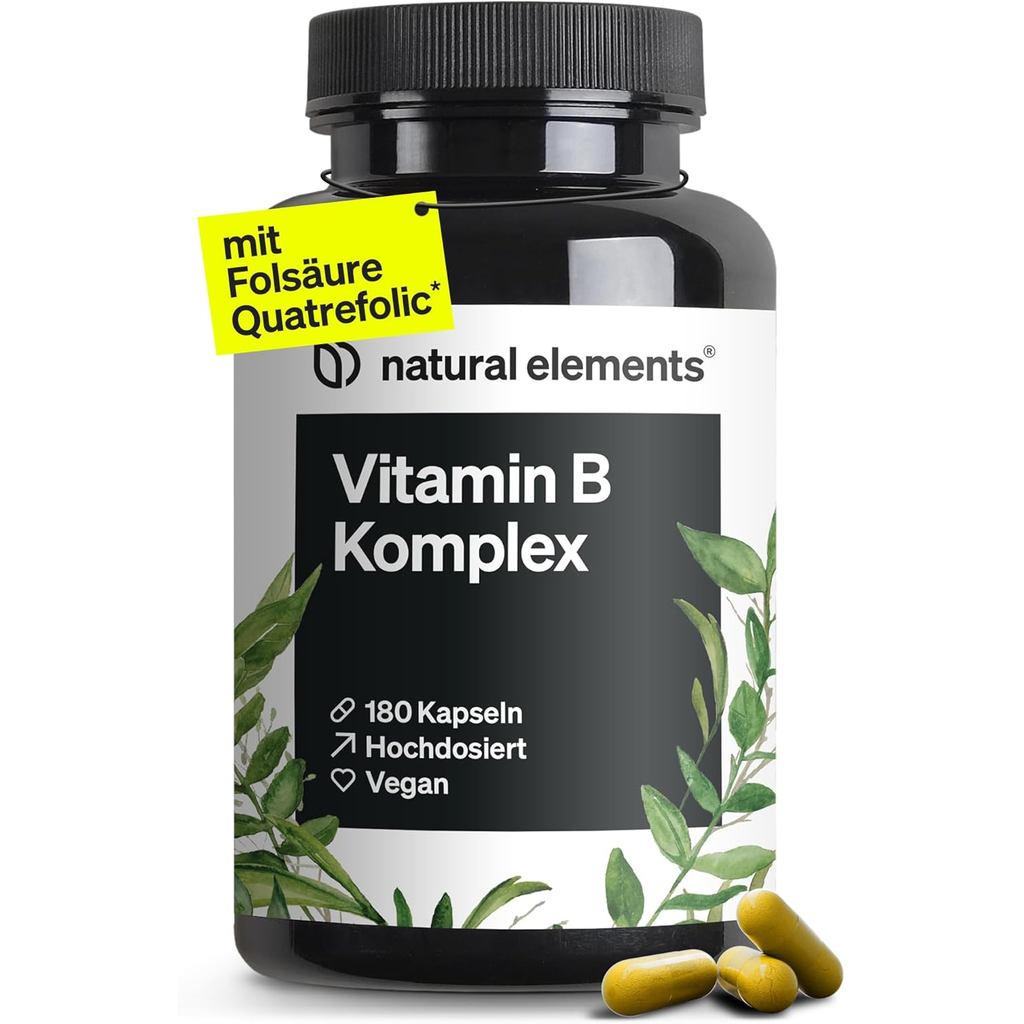 Natural Elements Vitamin B Compound Tablets-180 เม็ด-ปริมาณสูง: บรรจุ 500 ไมโครกรัม วิตามิน B12-Cont