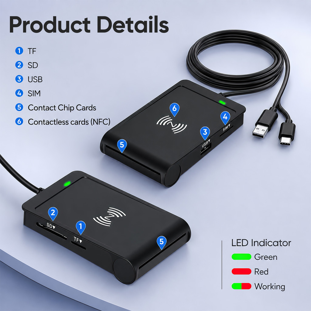 เครื่องอ่านการ์ด TH ID Card NFC & Chip Card Reader 2-in-1, NFC Reader & Chip Card Bank ใหม่, เครื่อง