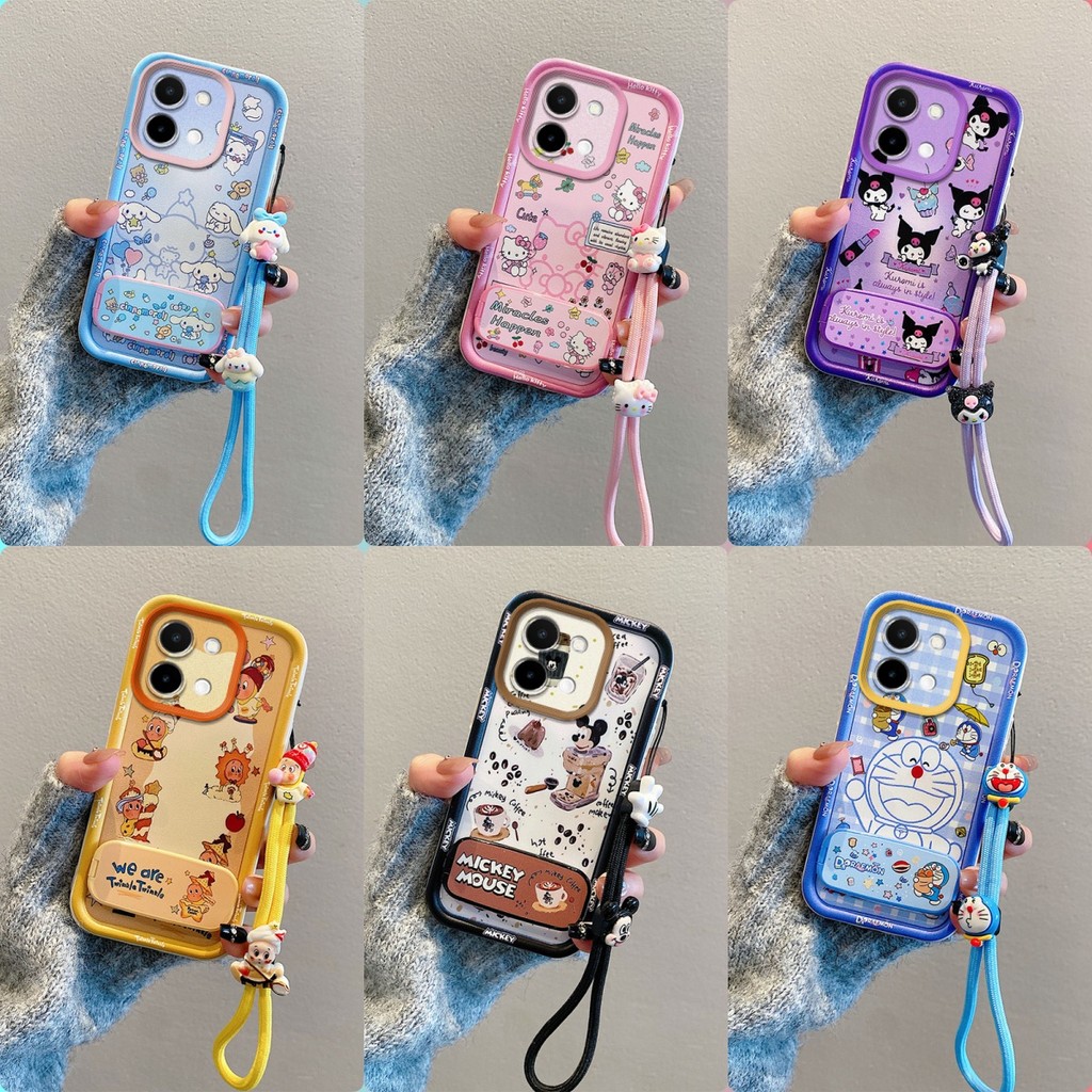 เคส VIVO Y28 กระจกลายการ์ตูนน่ารักพร้อมขาตั้งเคสโทรศัพท์