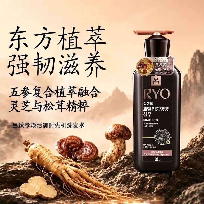 เกาหลี RYO RYO RYO Ginseng Revitalizing Shampoo Strong Hair Roots แชมพูกลิ่นหอมติดทนนาน 7/22/23