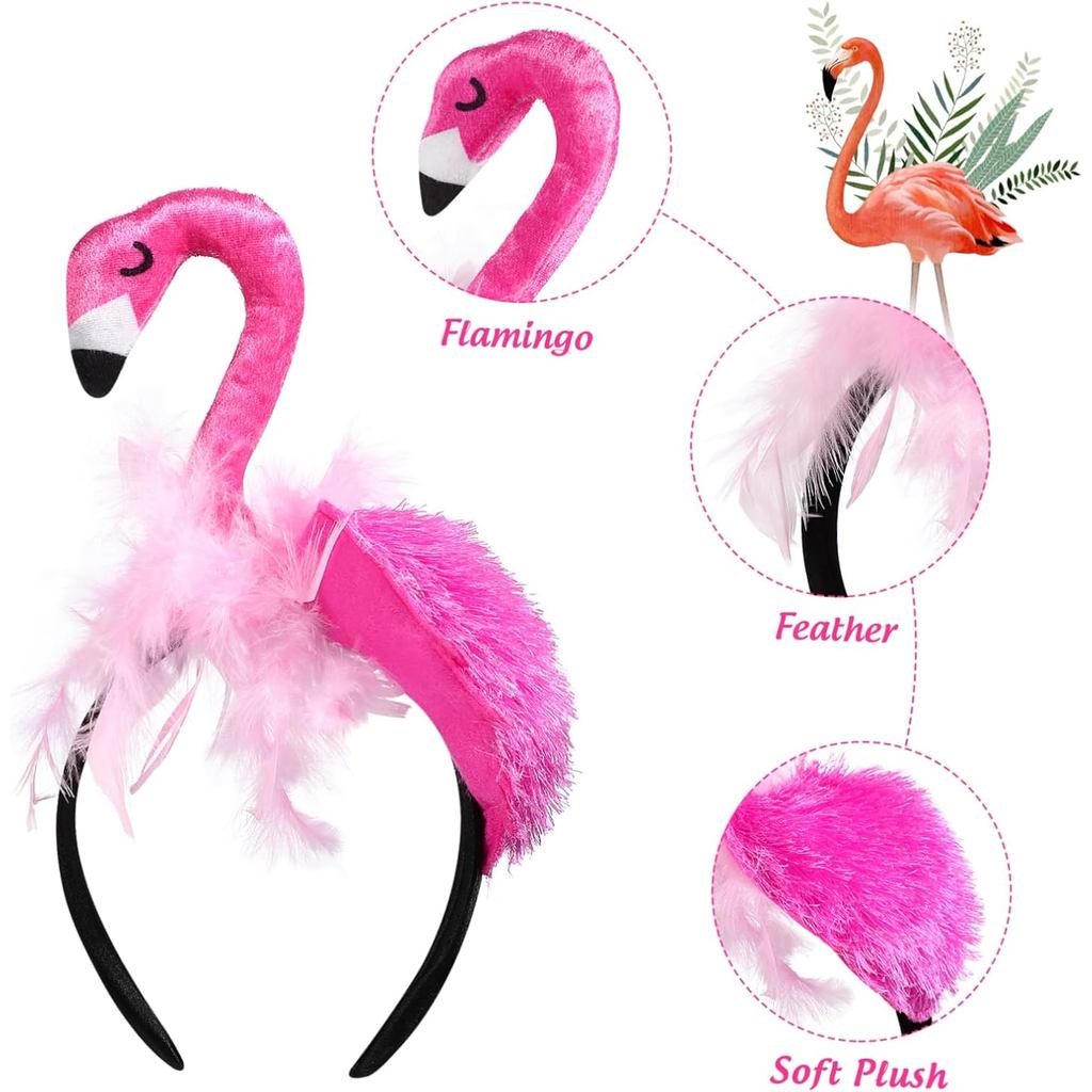NOLITOY Flamingo ที่คาดผมสําหรับผู้หญิงสาวฮาวาย Flamingo Headdress น่ารัก Flamingo Hair Hoop สําหรับ