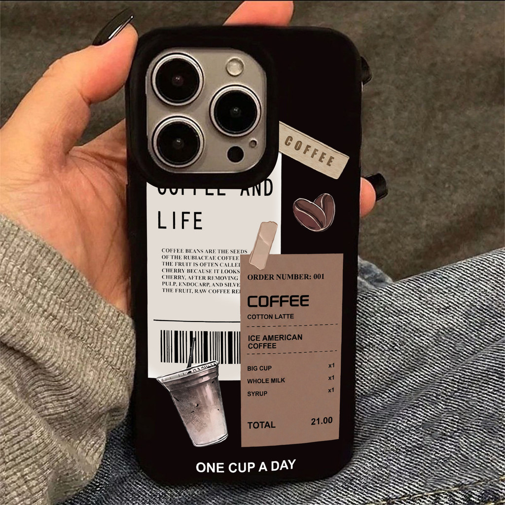 เคสไอโฟน 13 15 11 17 16 12 14 ProMax ลายสติกเกอร์สลิปกาแฟ 7 8Plus XR X XS Max