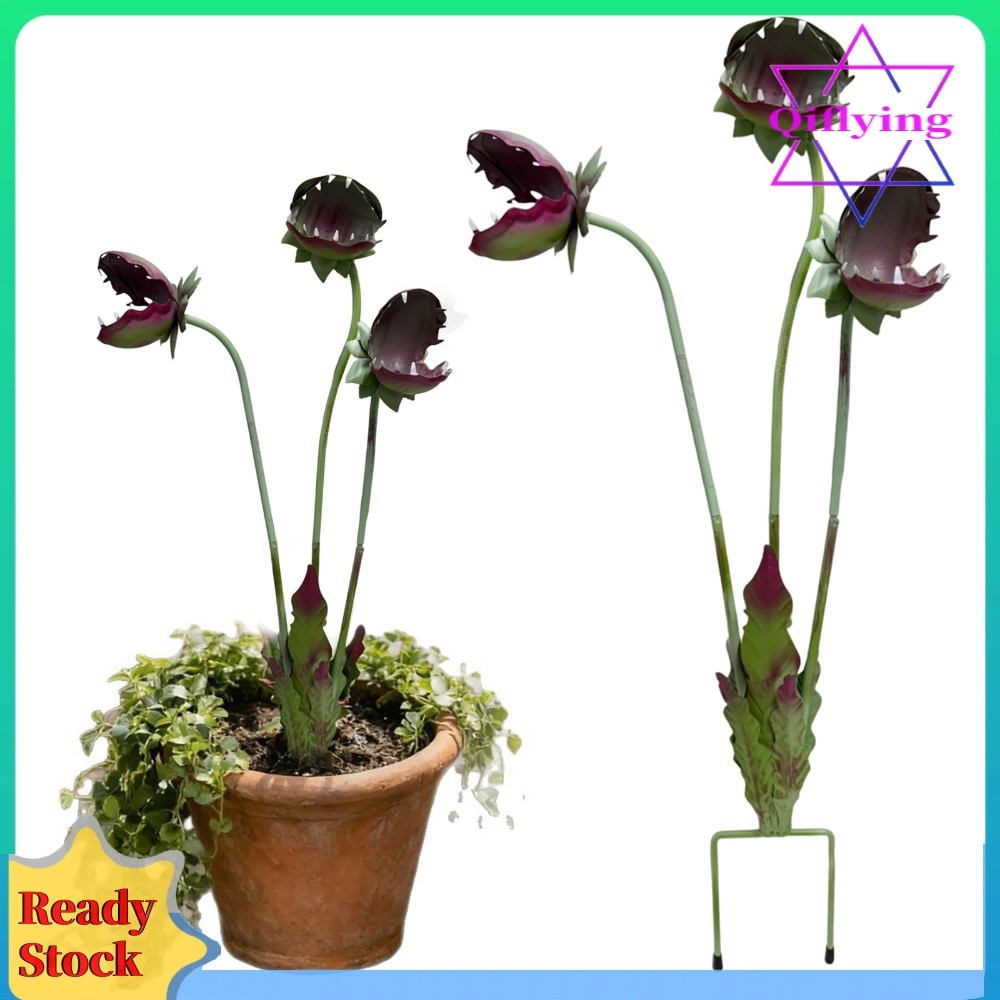 โลหะกินเนื้อพืชสวน Stake Venus Flytrap ประติมากรรมสัตว์ประหลาด