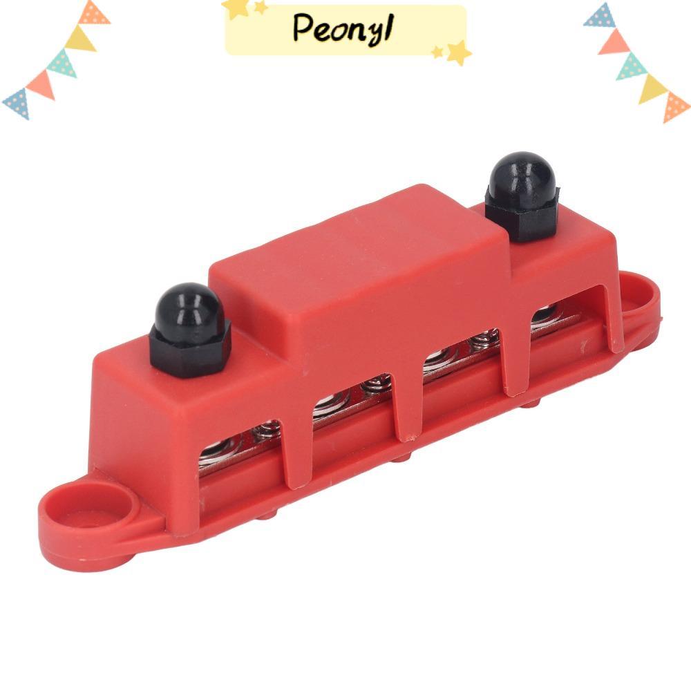PEONY M10 Studs Bus Bar, M10 3/8 48VDC 250A 4 ตําแหน่ง Bus Bar, Screw Terminals Red/Black 4 ตําแหน่ง