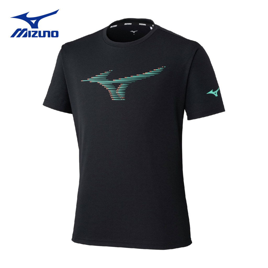 MIZUNO มิซูโน่ กีฬาและสันทนาการการฝึกอบรมพิมพ์เสื้อยืดผู้ชาย 100% พรีเมี่ยมผ้าฝ้ายหลวมขนาดใหญ่รอบคอแขนสั้น