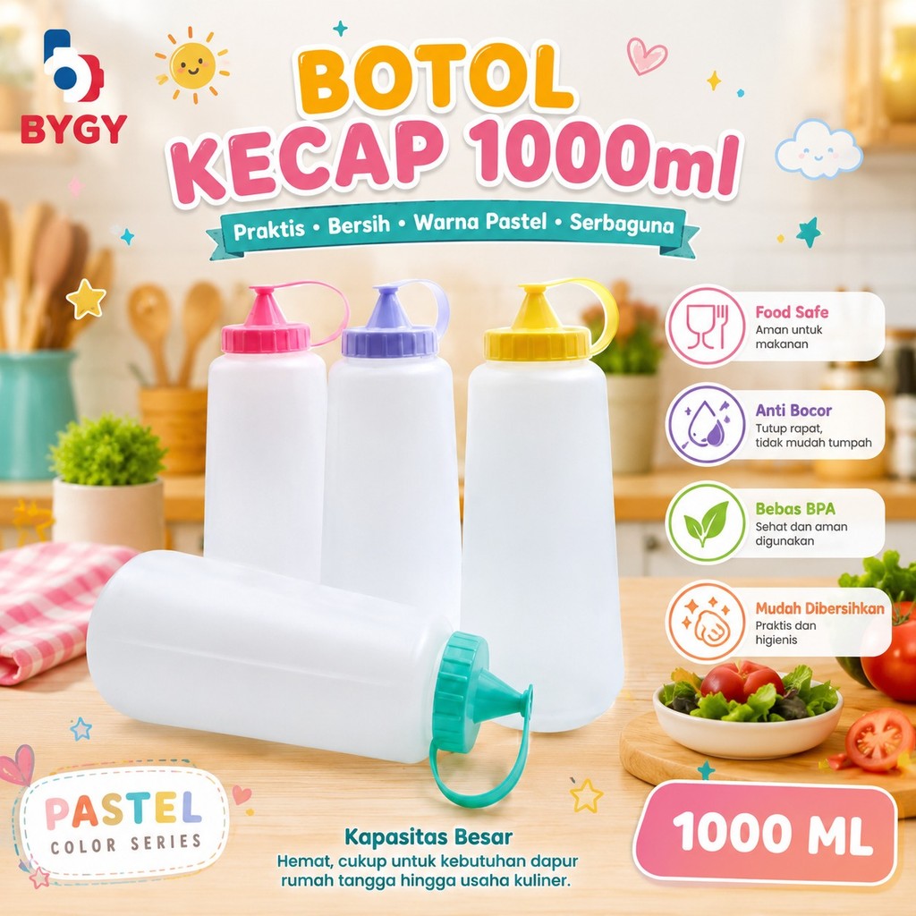(GS) ขวดซีอิ๊ว Vini 1000ml / ขวดซอส / ขวดซีอิ๊วพลาสติก 1000ml Biggy