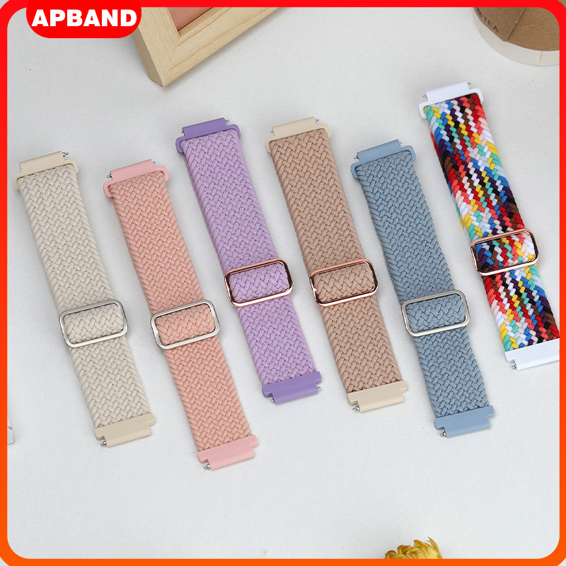 สายไนลอนถัก 22 มม. 20 มม. for Garmin Watch Forerunner 165 570 265/Samsung Galaxy Watch/Huawei/Amazfit Bip 6 5