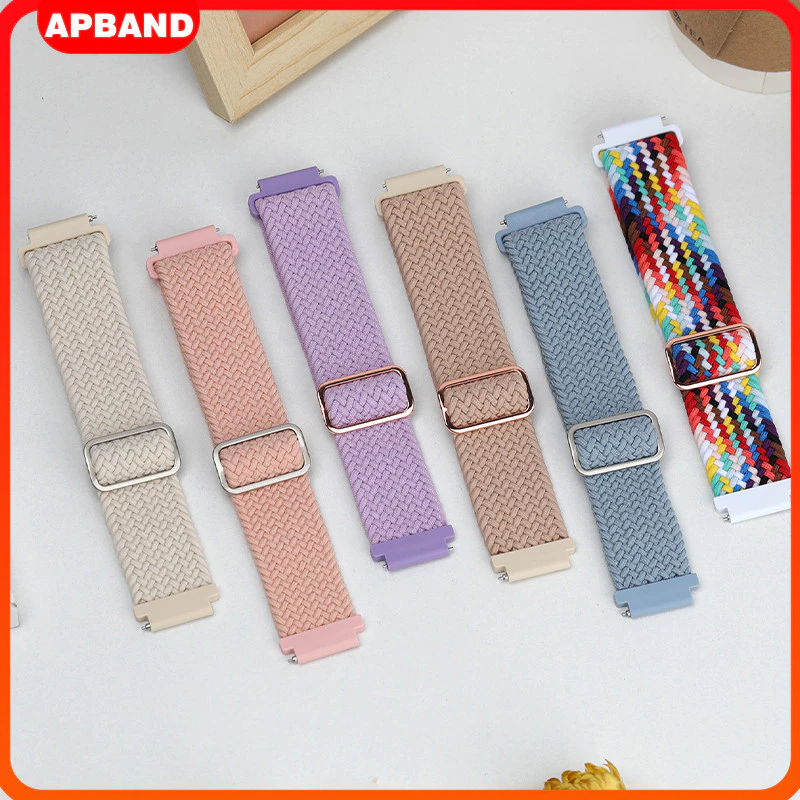 สายไนลอนถัก 22 มม. 20 มม. for Garmin Watch Forerunner 165 570 265/Samsung Galaxy Watch/Huawei/Amazfit Bip 6 5
