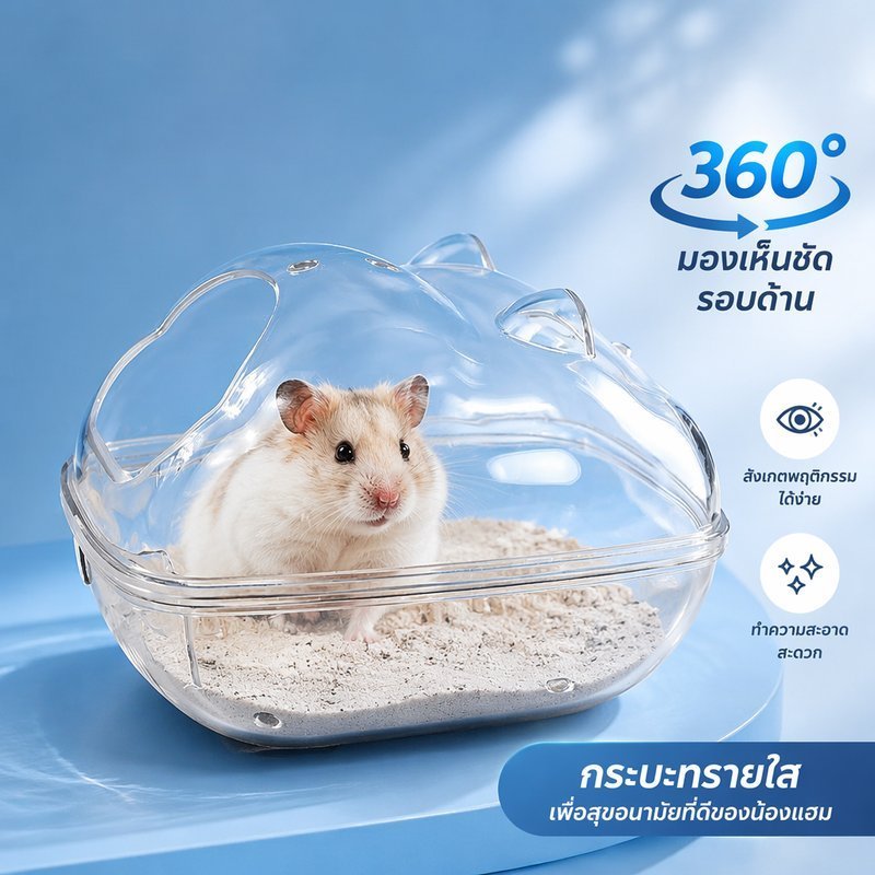 กรงหนูแฮมสเตอร์ ห้องน้ํากล่องทรายพลาสติกขนาดเล็กทําความสะอาดง่าย ป้องกันการรั่วซึม สัตว์เลี้ยงอาบน้ํา บ้าน แบบพกพา