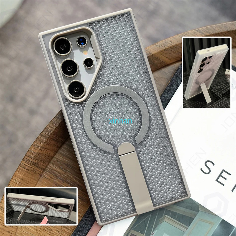 SAMSUNG การกระจายความร้อนที่วางขาตั้งพับเคสโทรศัพท์สําหรับSamsung S26 S24 S25 FE S23 Ultra Plusแม่เห