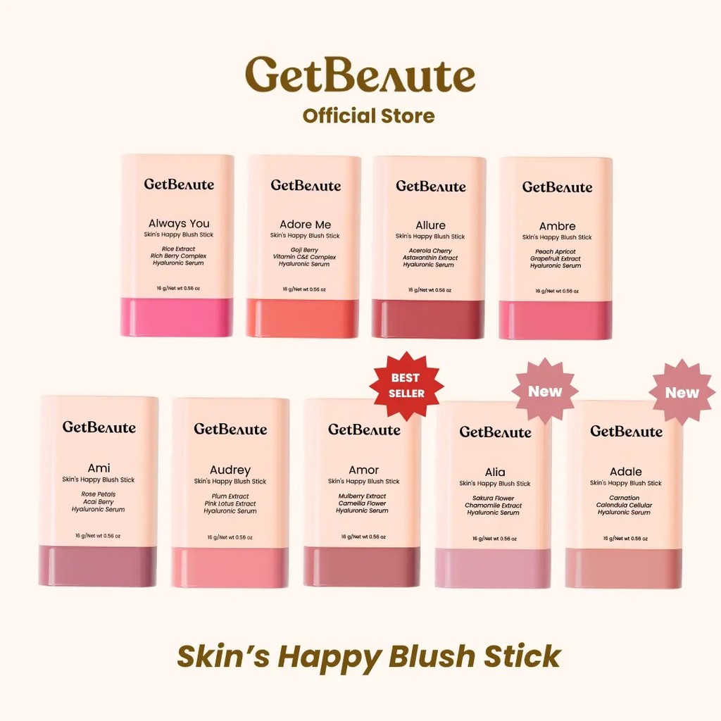 [บลัชสติ๊กพี่ดารา] GetBeaute | บลัชสติ๊ก Skin's Happy Blush Stick 16g