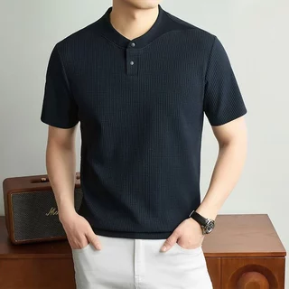 CLIFF เสื้อโปโลคอเฮนรี่ผู้ชาย สไตล์ธุรกิจ ผ้านุ่มละมุน ทรงหลวม แมตช์ลำลองได้หลากหลาย เสื้อบนสไตล์วินเทจ