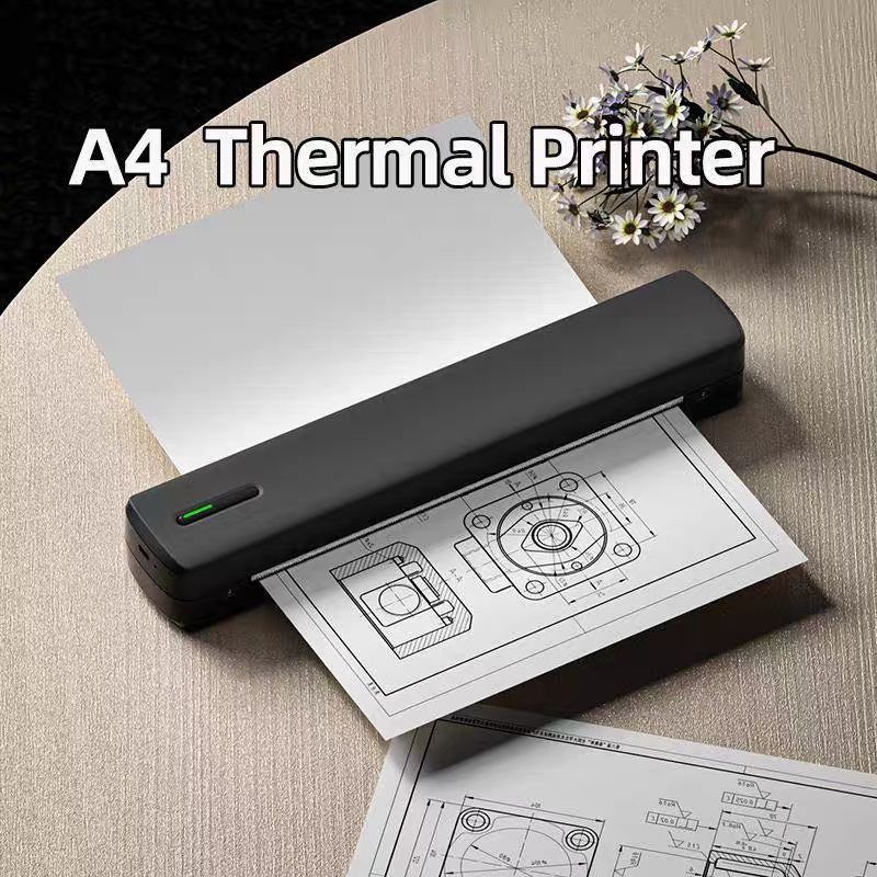 A4 เครื่องพิมพ์แบบพกพาความร้อน C80 เอกสารสํานักงาน Tattoo Inkless ขนาดเล็กกระดาษทดสอบการบ้าน Office 