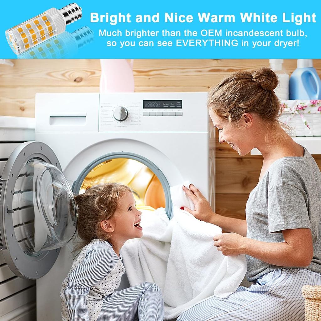 WE05X20431 LED เครื่องเป่ากลองหลอดไฟ 120V 10W 15W Fit สําหรับ Hotpoint GE Whirlpool Kenmore, Replace