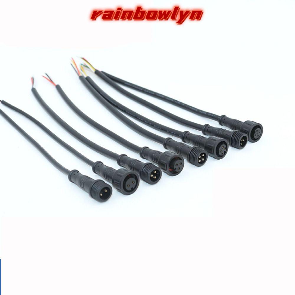 RAINBOWLYN 2Pin 3Pin 4Pin Jack, สายสีดํา IP67 ชายหญิง LED Connector, 20 ซม.2Pin 3Pin 4Pin สายไฟกันน้