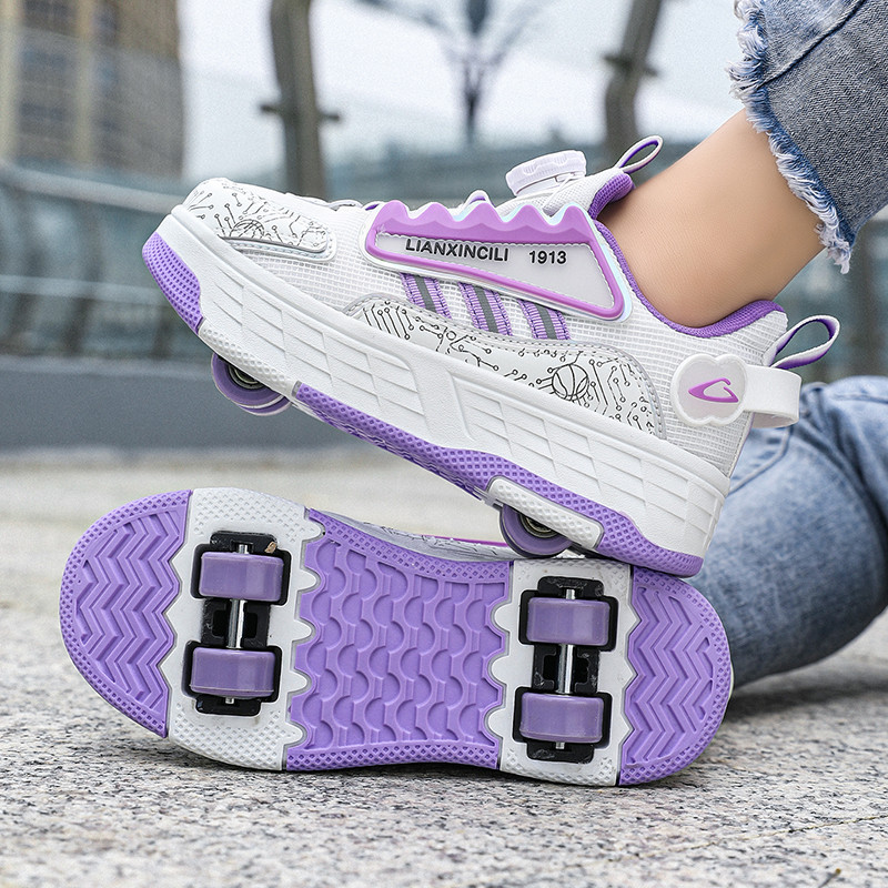 Youth Simple Invisible Four-Wheel Retractable Pulley Shoes Shoes Shoes