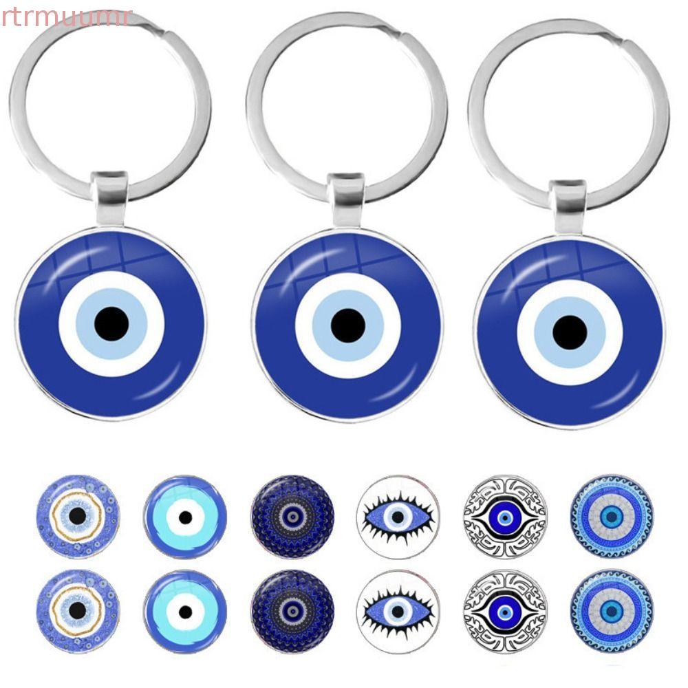 RTRMUUMR Blue Evil Eye จี้, อินเทรนด์ Lucky Evil Eye พวงกุญแจ, Evil Eye พวงกุญแจลูกปัดแฟชั่น Blue Ev