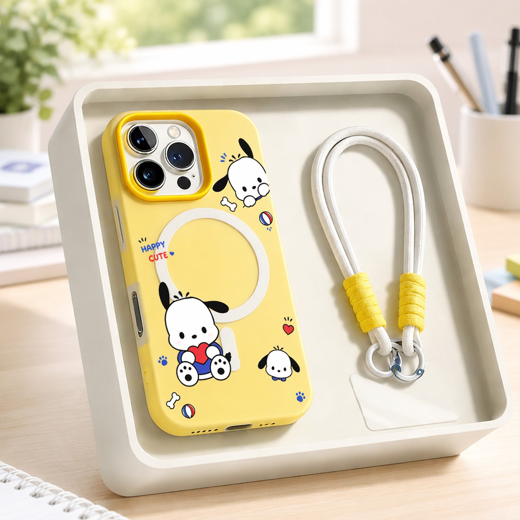 เคสไอโฟน เคส iphone เคสเจลลี่แม่เหล็ก พร้อมสายคล้อง สีพาสเทล ลายน่ารัก ขอบกล้องสูง iPhone 11 13 15 16 17 HHGDCXK91