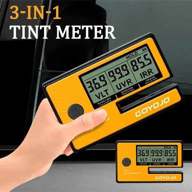 GOYOJO Labs Tint Meter Digital Tint ฟิล์มพลังงานแสงอาทิตย์รถ Transmission Meter 3-in-1 Solar Film Meter VLT UV IR Remove Tester Dropship
