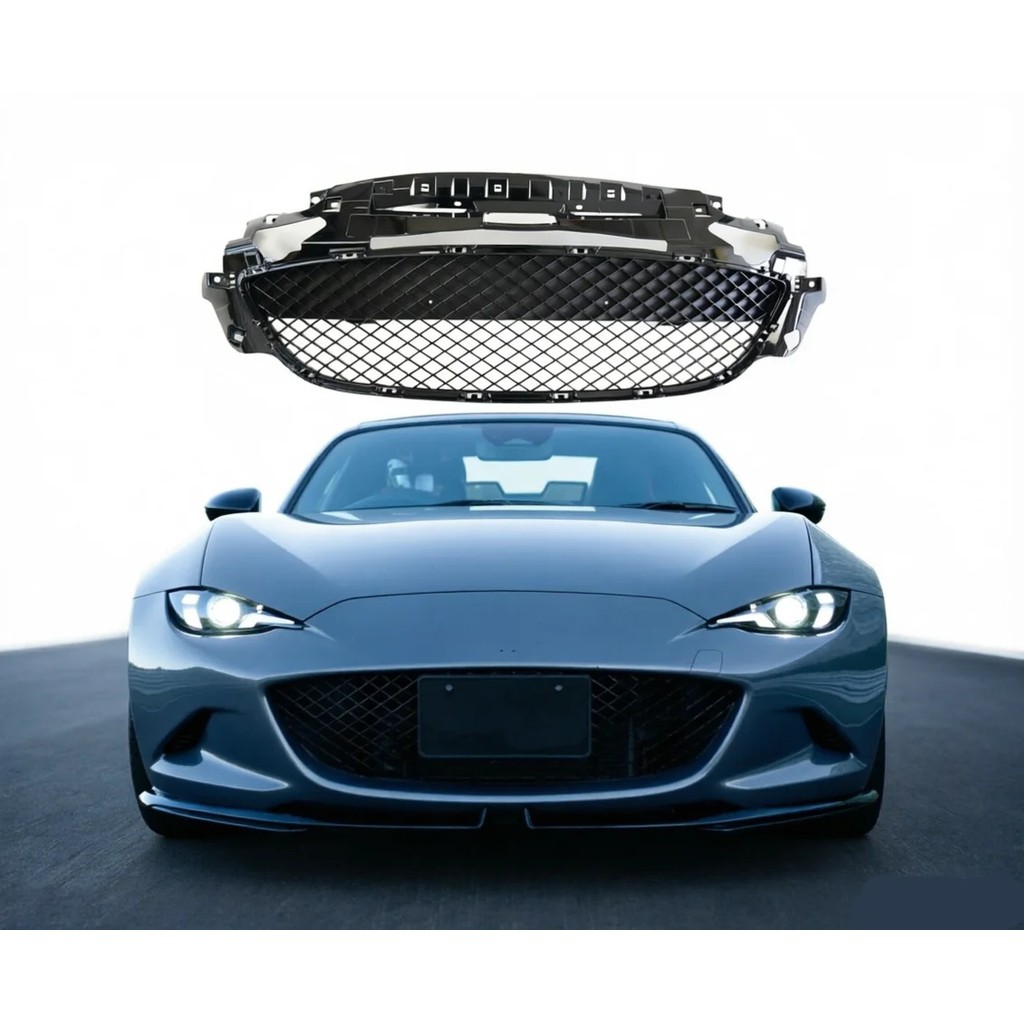 รถ MX 5 กันชนหน้า Grille Spirit Racing Roadster 12R สไตล์ Gloss สีดํารังผึ้ง Grill สําหรับ Mazda MX 