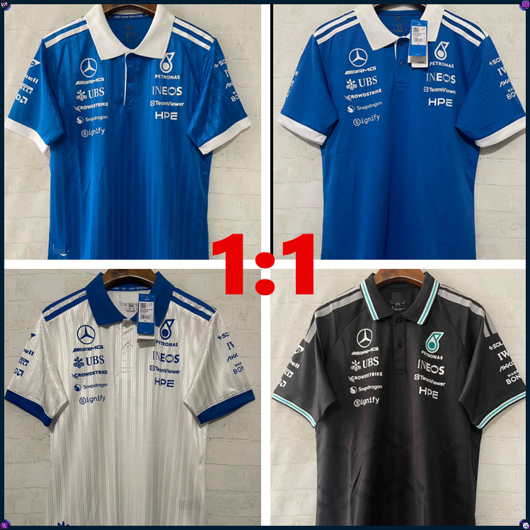 In stock 1:1 2026 AMG Benz F1 ทีมเสื้อโปโลสีน้ําเงินเสื้อรักบี้ S-5XL