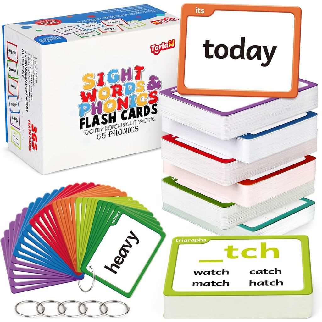 แฟลชการ์ด Torlam Sight Words & Phonics สําหรับเด็ก เรียนรู้การอ่านคําผิด CVC Blends เสียงนกฮูกยาว Sp