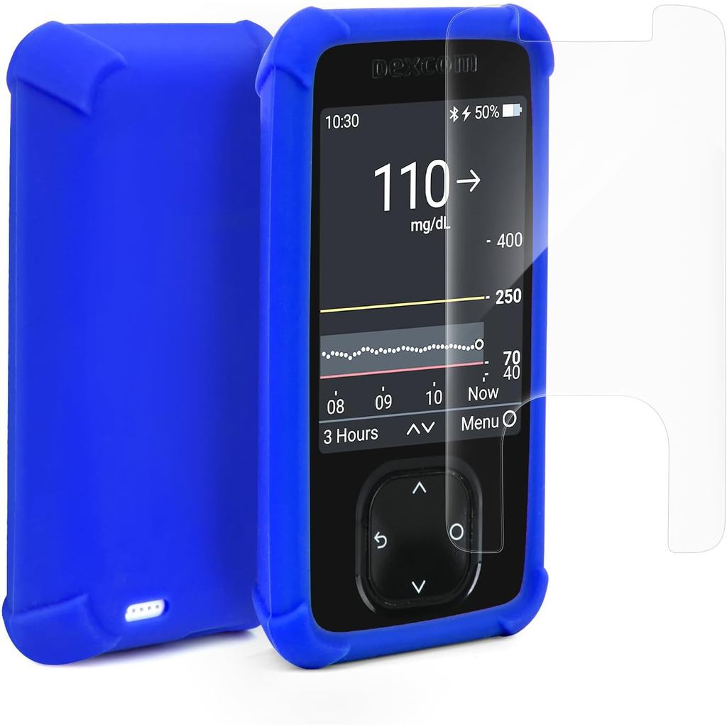 เข้ากันได้กับตัวรับสัญญาณ Dexcom G7, เคสซิลิโคนและชุดฟิล์ม TPU, ชุดป้องกันแบบเต็มพร้อมฝาครอบป้องกันแ
