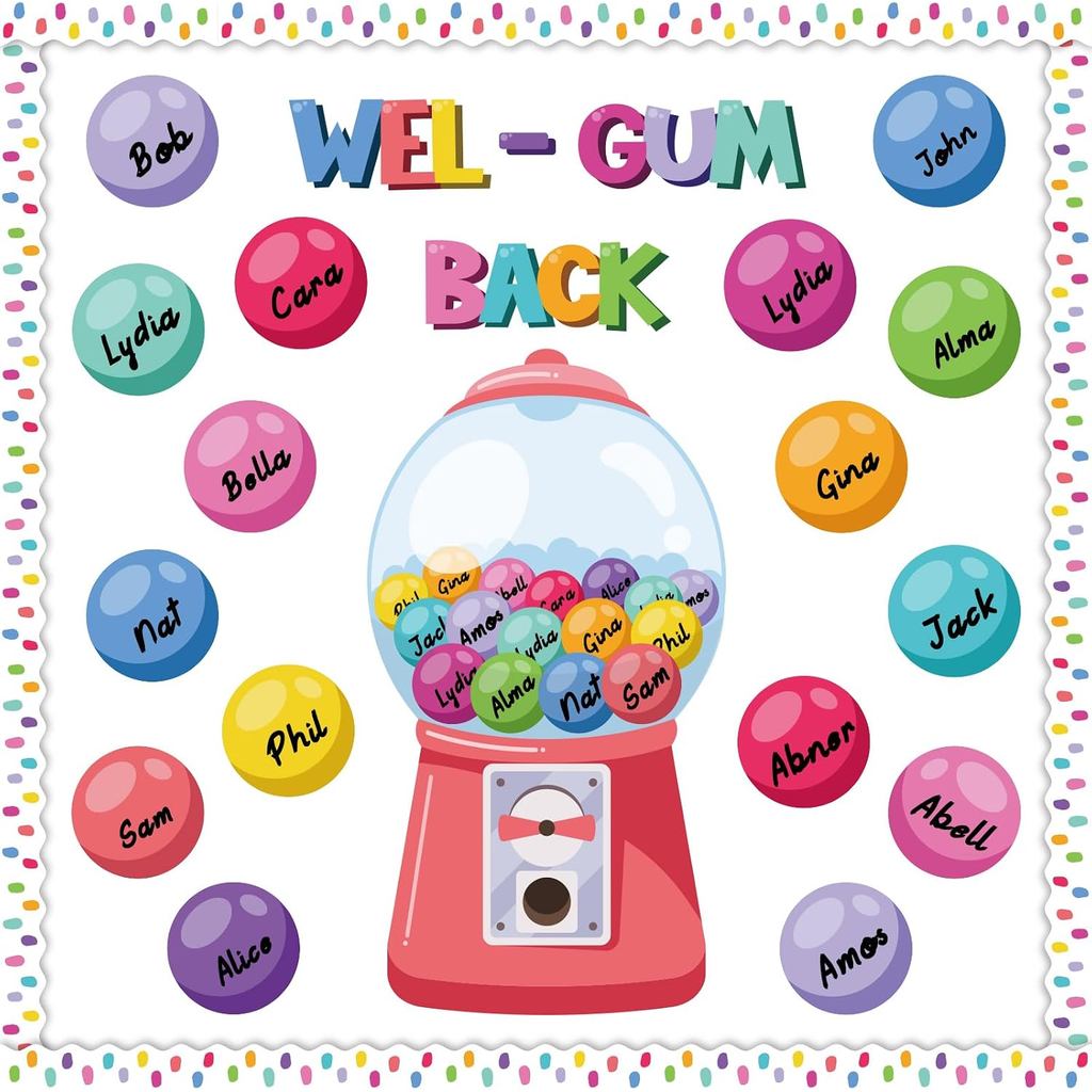 ยินดีต้อนรับกลับไปที่โรงเรียน Bulletin Board ตกแต่ง, WEL-Gum Gumball Machine ที่มีสีสัน Bubble Gumba