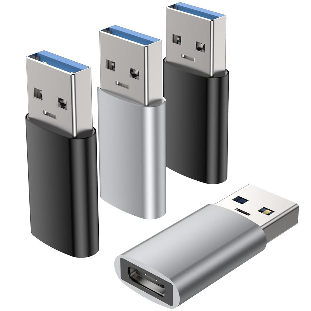 อะแดปเตอร์ USB C เป็น USB (4 แพ็ค), USB C Female to USB Male 3.0, อะแดปเตอร์ USB Type C เข้ากันได้กั