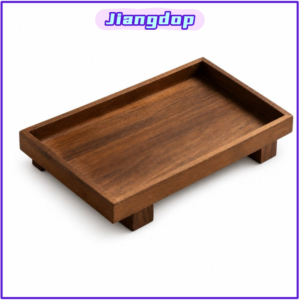 JIANG ถาดไม้ ถาดชากงฟู่สี่เหลี่ยมไม้ ถาดตกแต่ง เก็บของสไตล์ญี่ปุ่น บ้าน