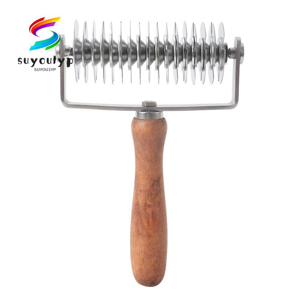 SUYOUMY Lattice Pastry Cutter, สแตนเลสสตีลไม้ Pastry Lattice Roller Cutter, Smooth Non-stick Time-Sa