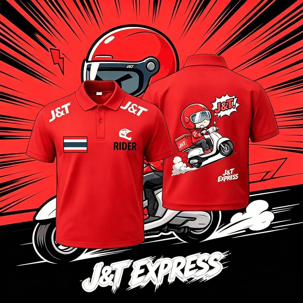 โปโลแขนสั้น J&T Express JNT เสื้อชุดทํางาน ใส่สบาย หนา นุ่ม สำหรับการทำงาน ขาวและดำ S-3XL ผ้าคอตตอน