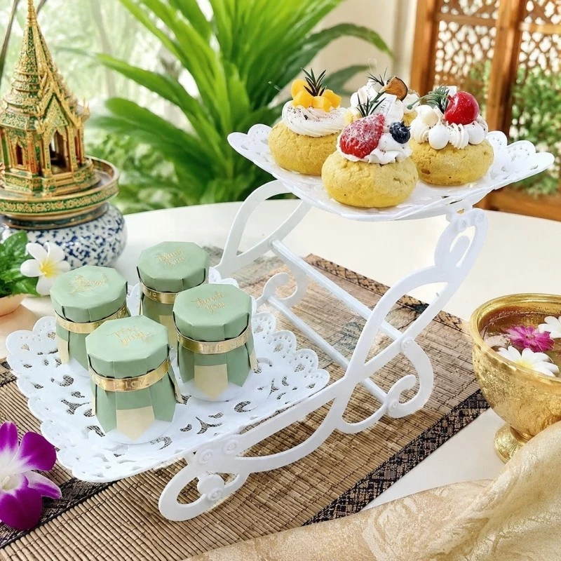 ชั้นวางขนมพลาสติกสีขาว 2 ชั้น ชั้นวางเค้ก ดีไซน์สวยงาม ตกแต่งโต๊ะปาร์ตี้ เหมาะวางของหวาน คัพเค้ก ผลไม้ ขนมขบเคี้ยว thumbnail 4
