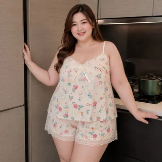 SUPER SEXY ชุดนอนผู้หญิงไซซ์ใหญ่ สายเดี่ยว เซ็กซี่หวาน ใส่นอนสบาย ชุดนอนสาวอวบ พร้อมส่ง 🌸 แฟชั่นสาวอวบ SET-1150