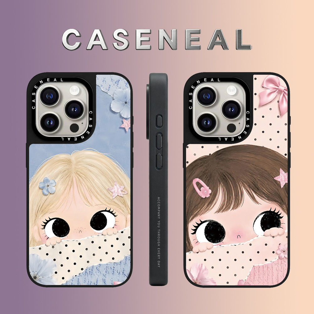 CASENEAL สาวน่ารัก polka dot matte เคสโทรศัพท์สําหรับ iPhone 17 Pro Max 16 ProMax 15Pro 14 Plus 13 12 11 โทรศัพท์กันกระแทกขอบนุ่มฮาร์ดป้องกันกรณี