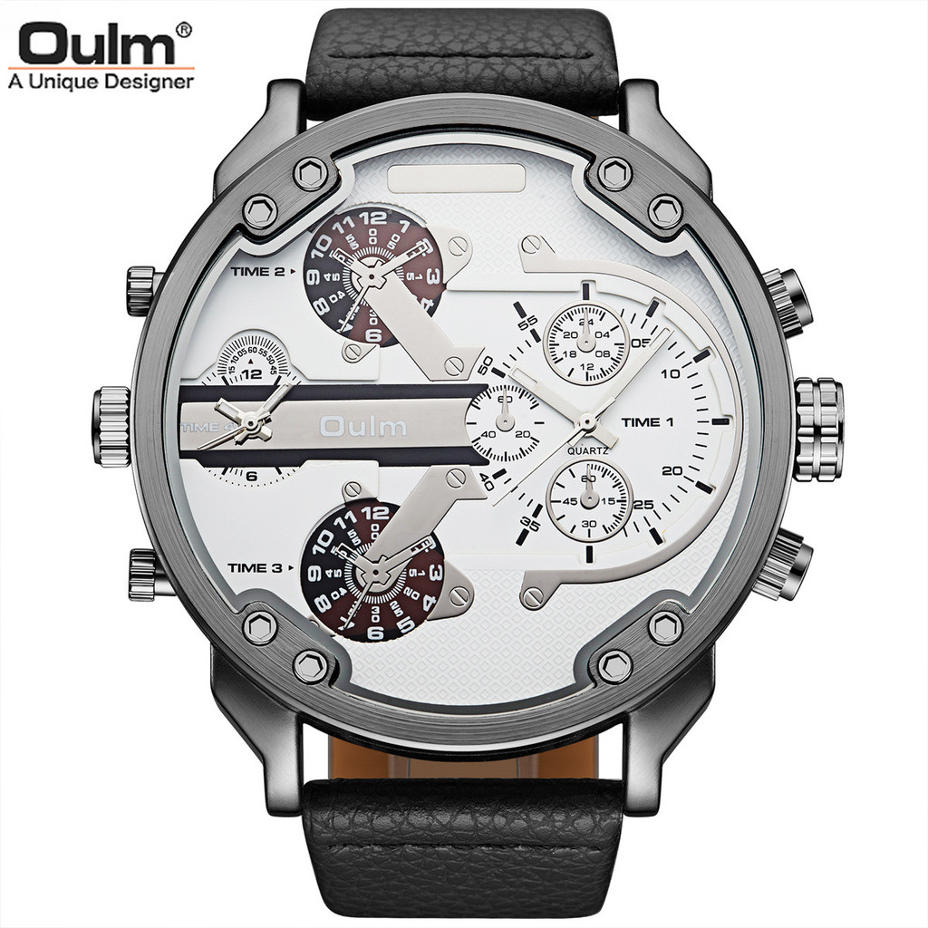 OULM/OULM 3548 Domineering Dual Time Gun สีดํากีฬากลางแจ้งแฟชั่นบรรยากาศหน้าปัดขนาดใหญ่นาฬิกาผู้ชาย