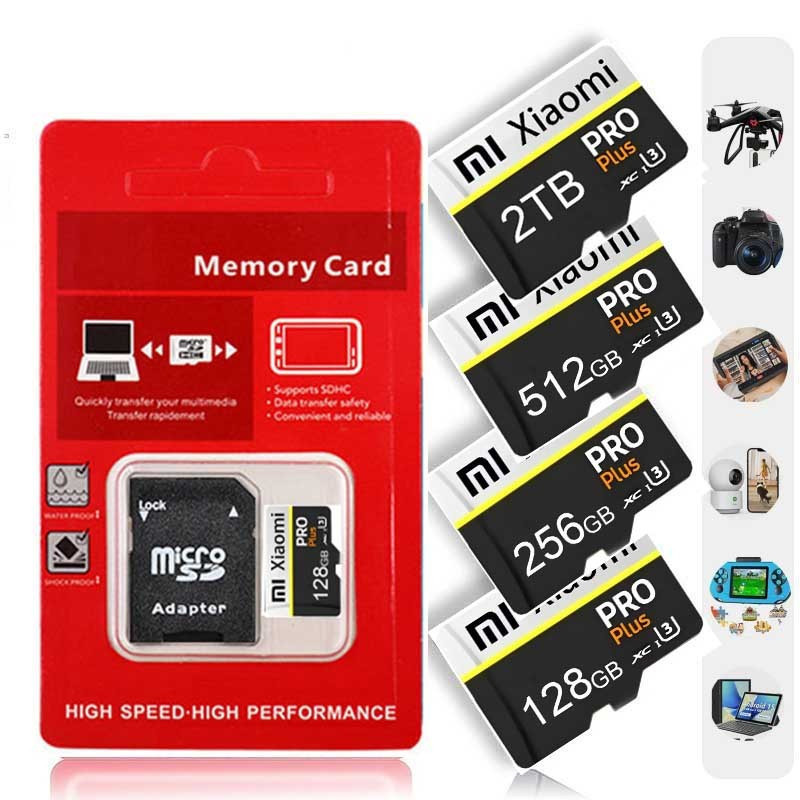 การ์ดหน่วยความจําใหม่ SD 2TB 1TB 512GB Micro TF SD Card 128GB 256GB U3 Class 10 Full HD TF Memory Fl