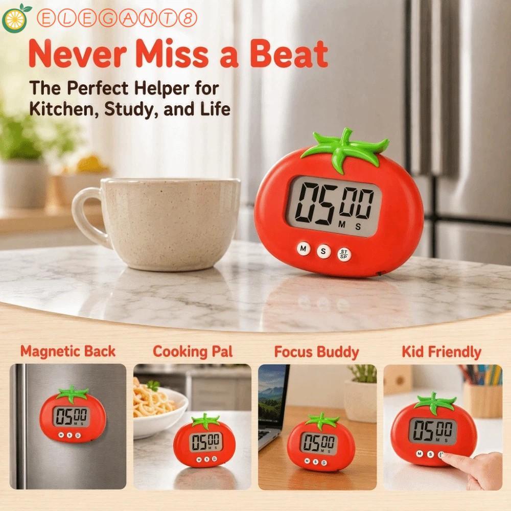 AELEGANT Pomodoro Timer, Focus Aid Learning Magnetic Tomato Shape Counting Timer, Portable Timer Rem
