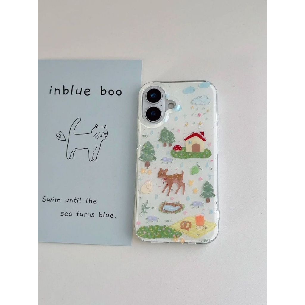 IMD Senyu Picnic Deer Apple เหมาะสําหรับ iPhone17/16 Apple 13/14 เคสโทรศัพท์ 14PRO ขายร้อน 11 เคสโทรศัพท์