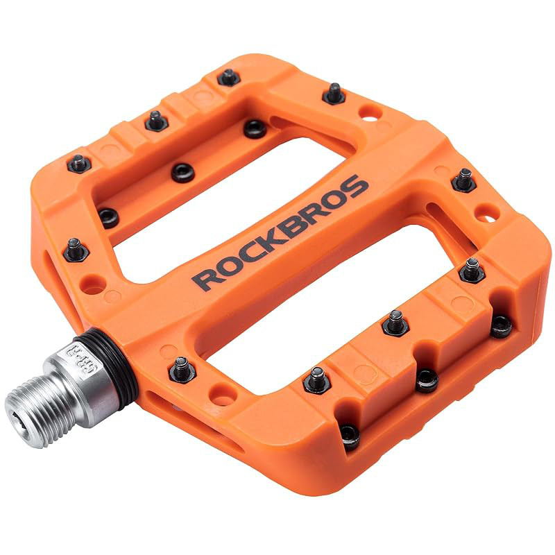 Lightweight Flat Pedals for MTB and Road Bikes - ROCKBROS Nylon Fiber, Large Surface, Non-Slip, 9/16