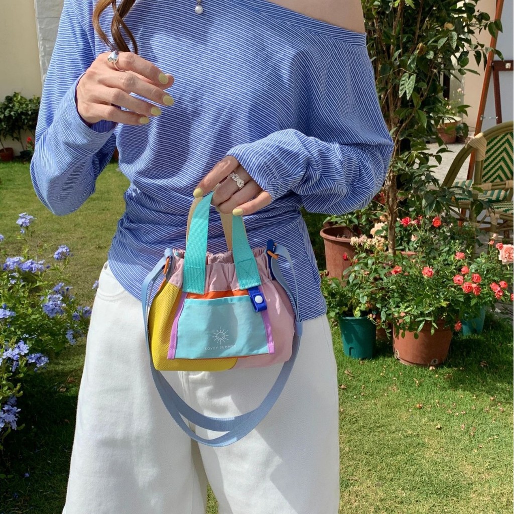 [OK Sports Life] Bucket Bag Dopamine Contrast Color Small Bag Dumpling Bag Messenger Bag Shoulder Ba